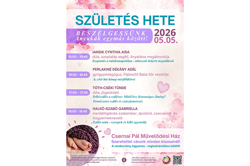 Születés hete Pilisen - ingyenes előadások kismamáknak és érdeklődőknek