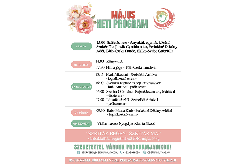 A Csernai Pál Művelődési Ház e heti programjai