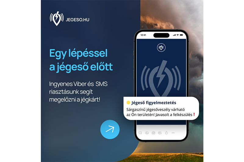 Június 1-től ingyenes jégeső-riasztó szolgáltatást indít a magyar fejlesztésű Jégeső.hu.
