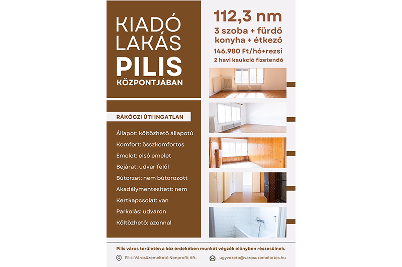 Kiadó lakás Pilis központjában