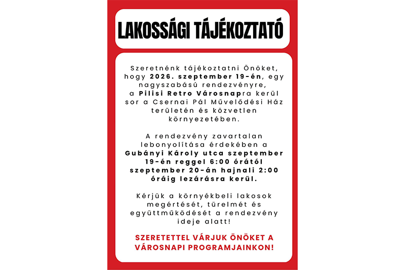 Lakossági tájékoztató