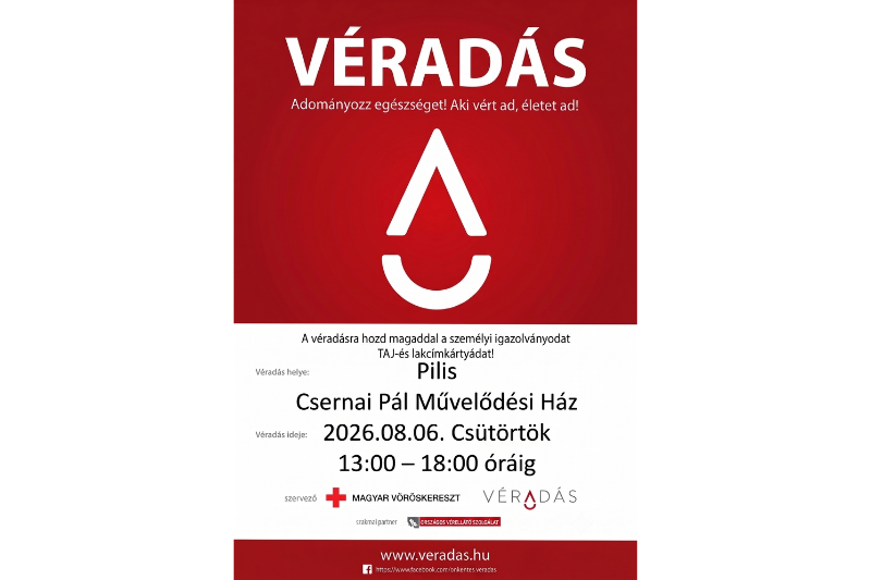 Véradás a Csernai Pál Művelődési Házban