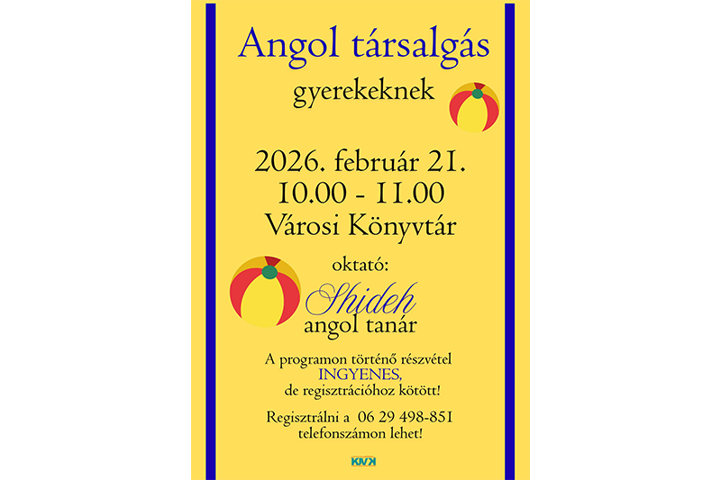 Angol társalgás gyerekeknek a Kármán József Városi Könyvtárban